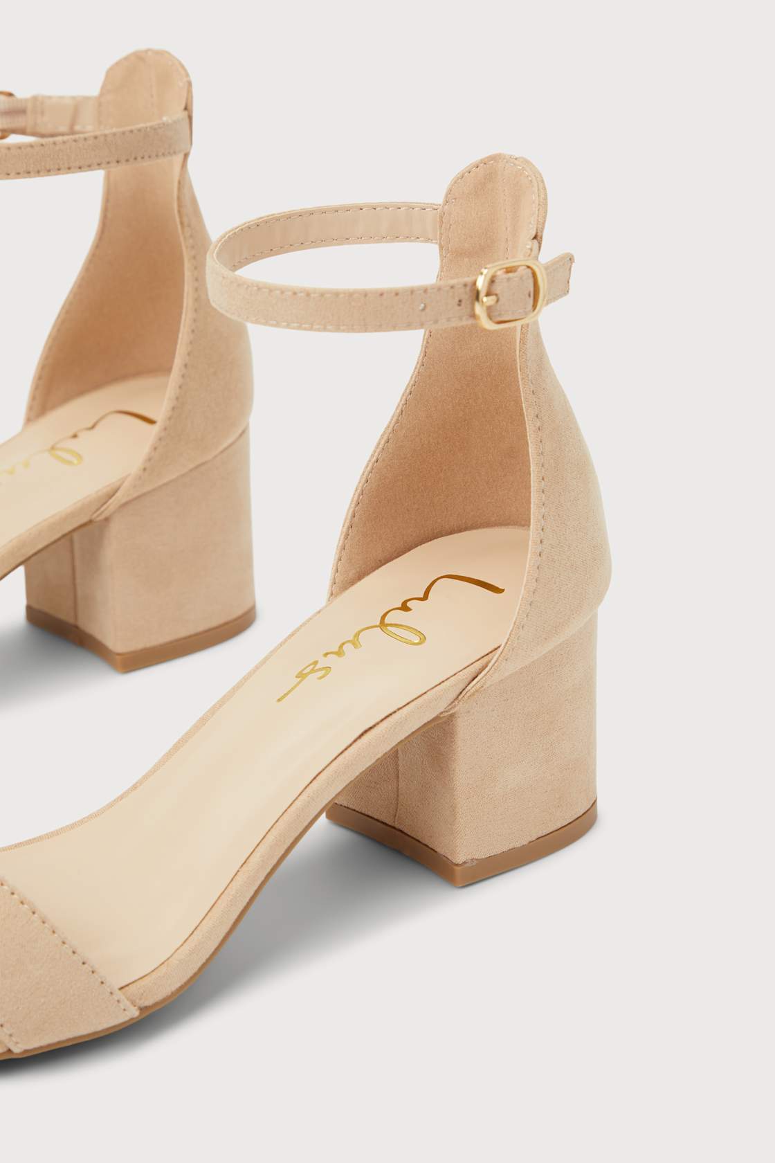Harper Natural Suede Ankle Strap Heels