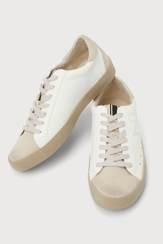 Shop Shu Shop Mia White Distressed Lace-up Sneakers
