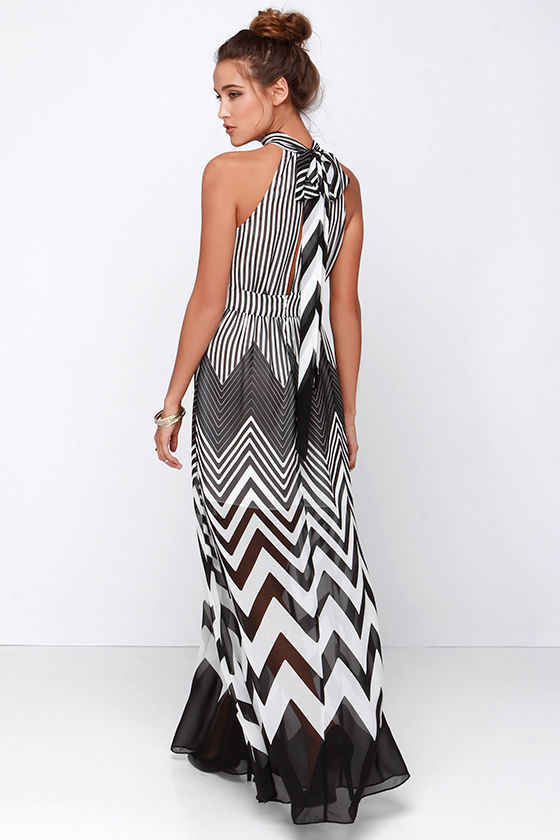 Cute Black Dress - Ivory Dress - Maxi Dress - Striped Dress - $87.00