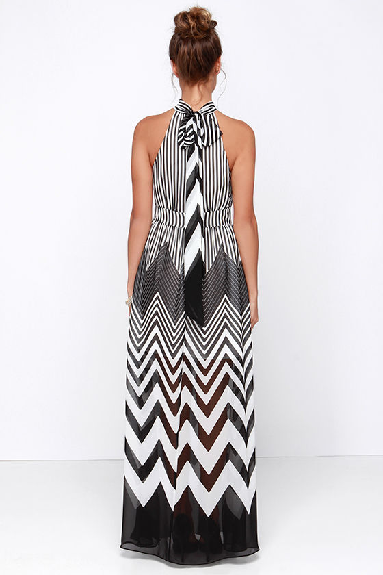 Cute Black Dress - Ivory Dress - Maxi Dress - Striped Dress - $87.00