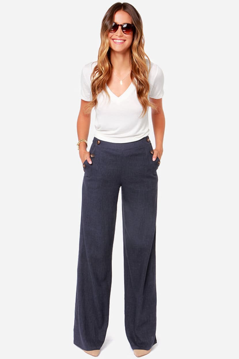 Wide Leg Pants - Navy Blue Pants - Sailor Pants - Linen Pants - $47.00 -  Lulus