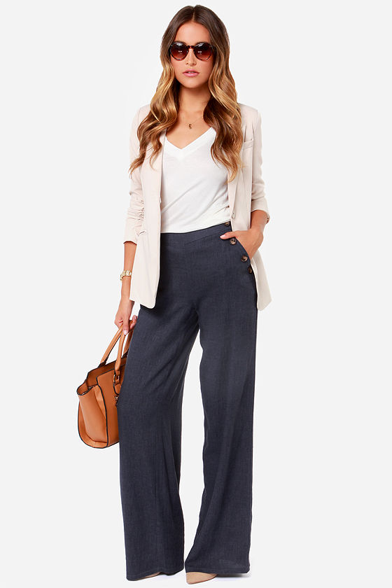 navy linen pants