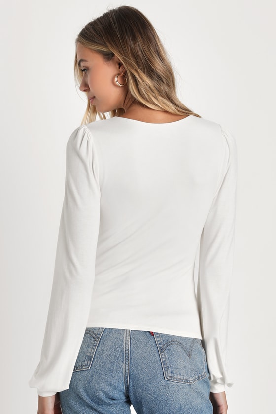 Lovelo Ivory V Neck Long Sleeve Chunky Knit Sweater main image 0