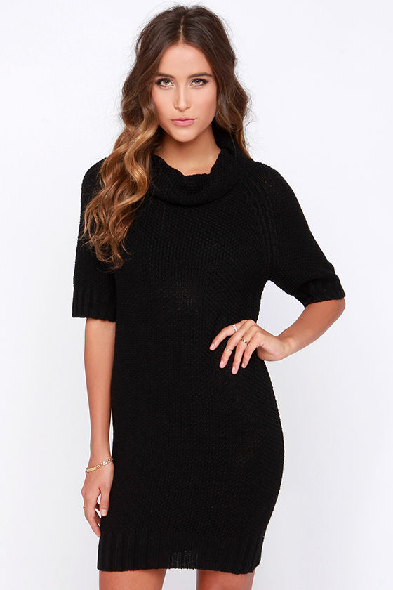 Black Sweater Dress - Cowl Neck Dress - Knit Dress - $84.00 - Lulus