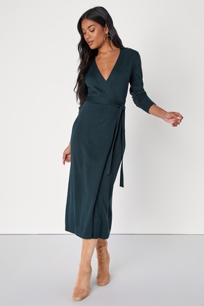 rise to the occasion emerald green midi wrap dress Emerald Green Short Sleeve Wrap Maxi Dress | Flattering & Flowing