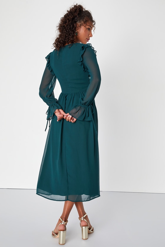 Cross Pleated Bodice Short Chiffon Dresses Emerald