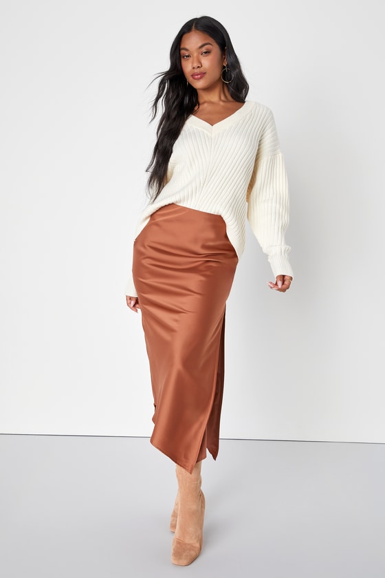 Cute Ivory Ribbed Sweater - V-Neck Sweater - Long Sleeve Sweater - Lulus