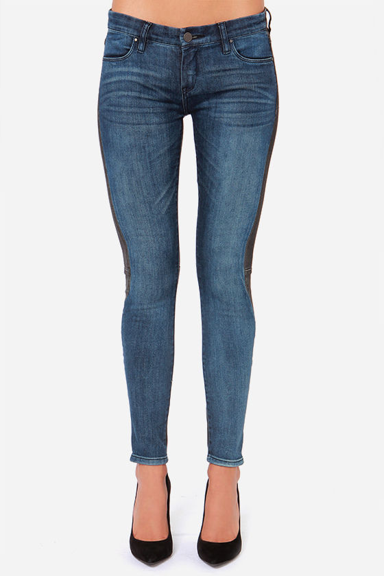 black and blue two tone jeans