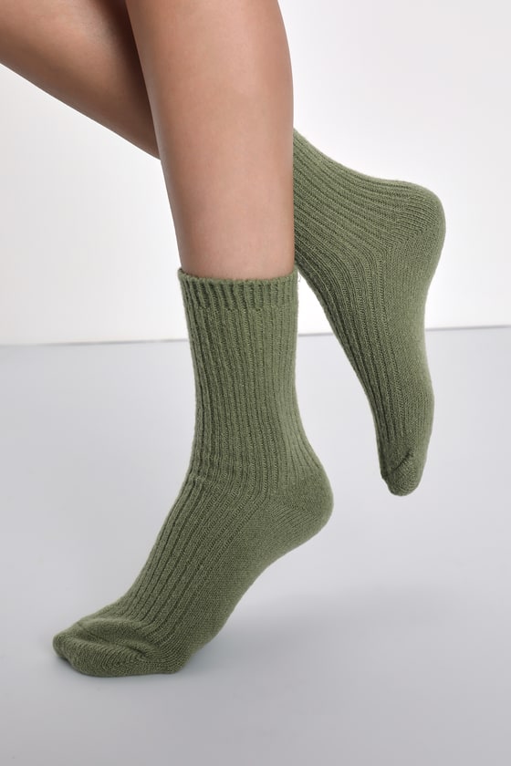 Cream and Olive Green Socks 2Piece Crew Sock Set Sock Set Lulus