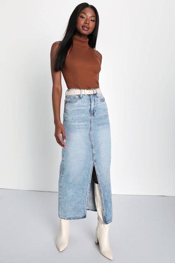 Blank NYC In My Mind - Light Wash Denim Skirt - Maxi Skirt - Lulus