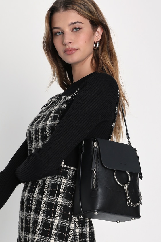Sidewalk Stunner Black Vegan Leather Backpack 1