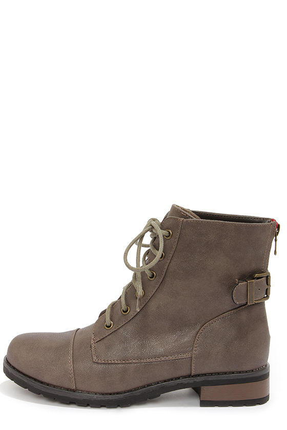 taupe lace up booties