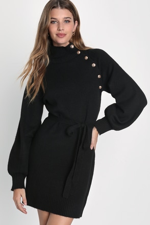 slim fit dress slacks Karen Kane Women's Long Sleeve V Neck Button Detail Dress - Black