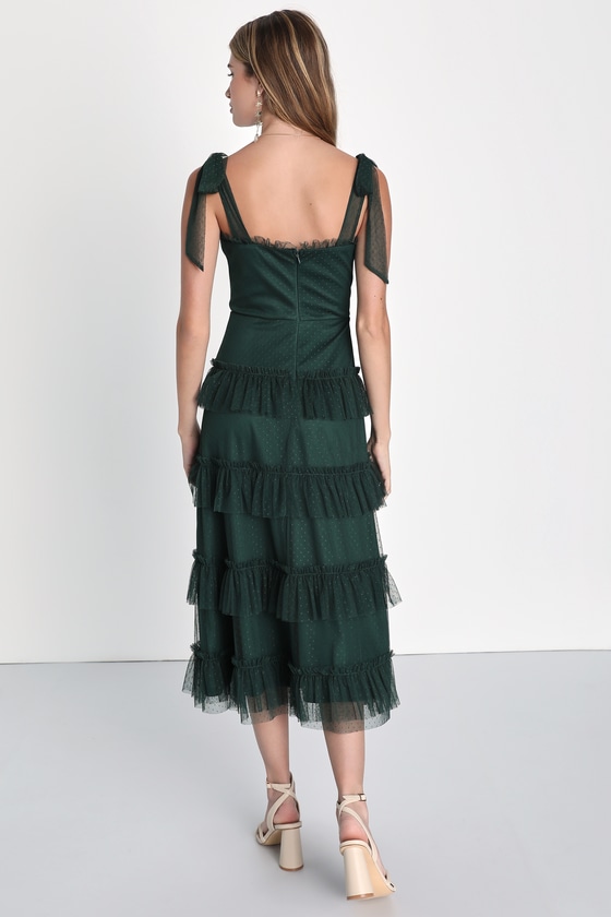 Swiss Dot Collared Tiered Dress main image 1