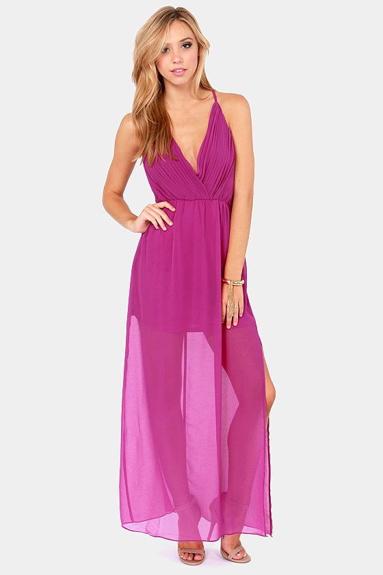 Vienna Backless Maxi Dress (Magenta) main image 0