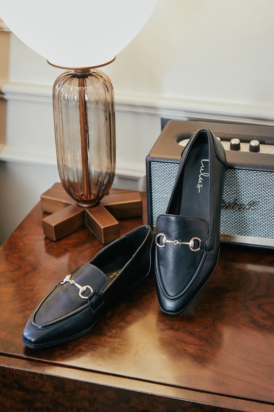 Chic Black Loafers - Flat Loafers - Horsebit Loafers - Lulus