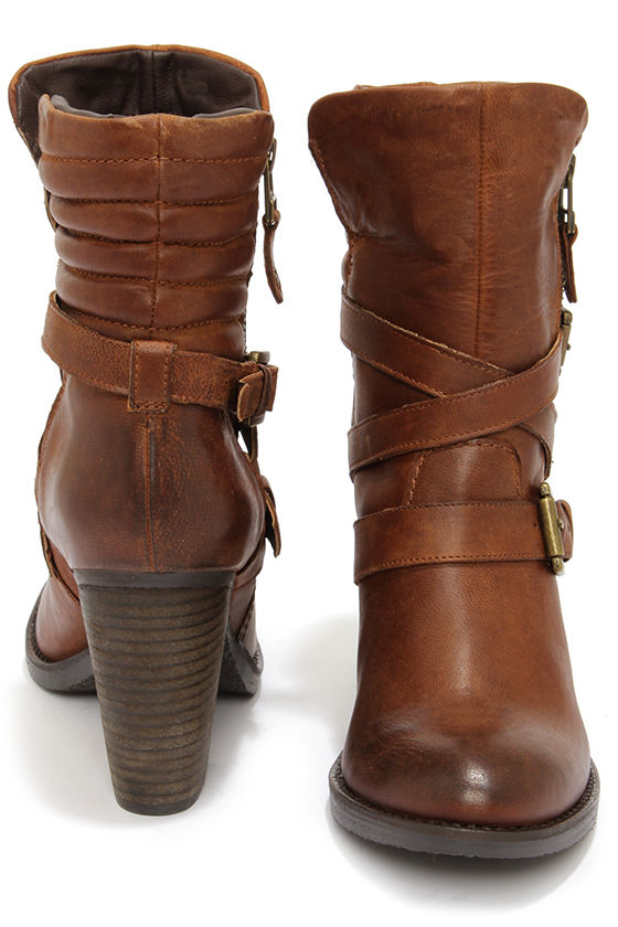 Steve Madden Raleighh Cognac Leather Ankle Boots