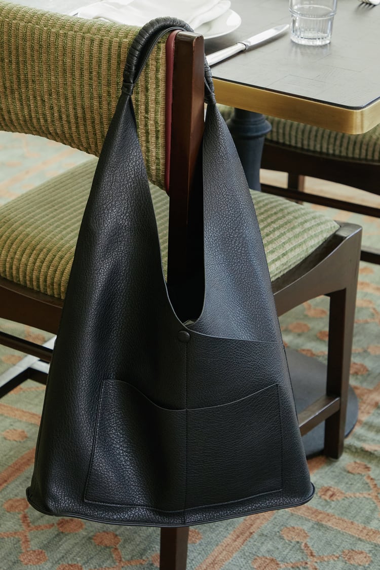 Faux Leather Tote - Black Tote - Flexible Tote Bag - Shoulder Bag - Lulus