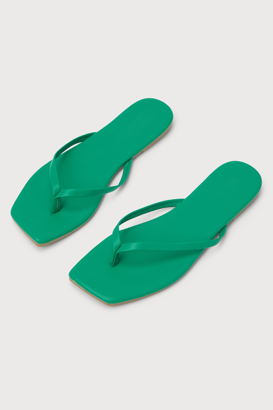 Nesta Green Flat Thong Sandals 1