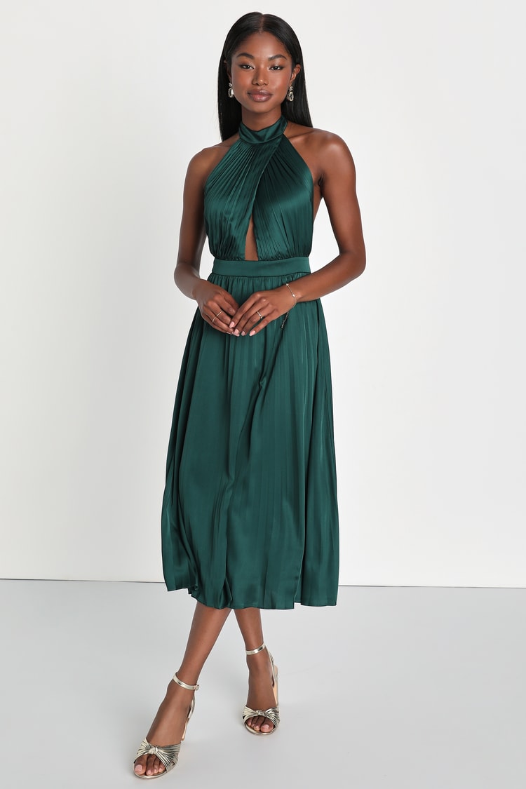 green emerald velvet dress Emerald Green Pleated A-Line Formal Dress – FancyVestido