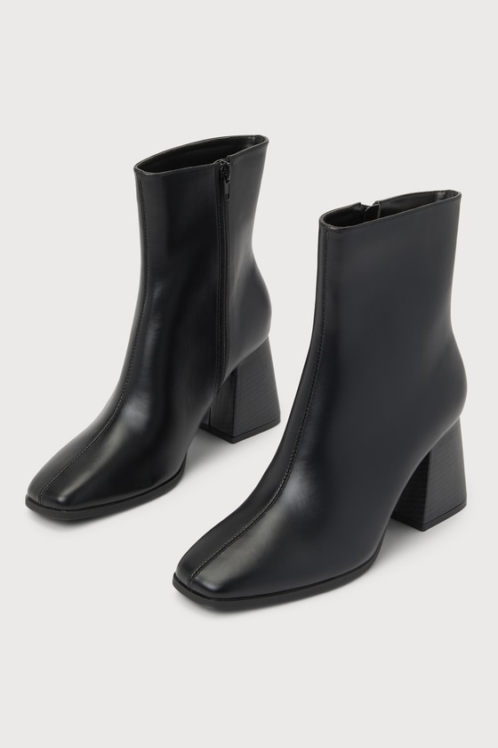Charleigh Black Square Toe Mid-Calf Boots - thumbnail 3