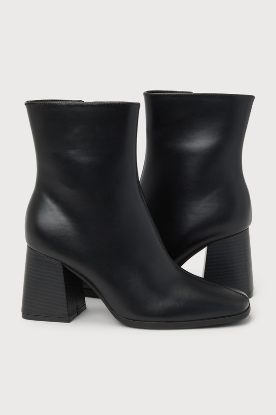 Charleigh Black Square Toe Mid-Calf Boots - thumbnail 5