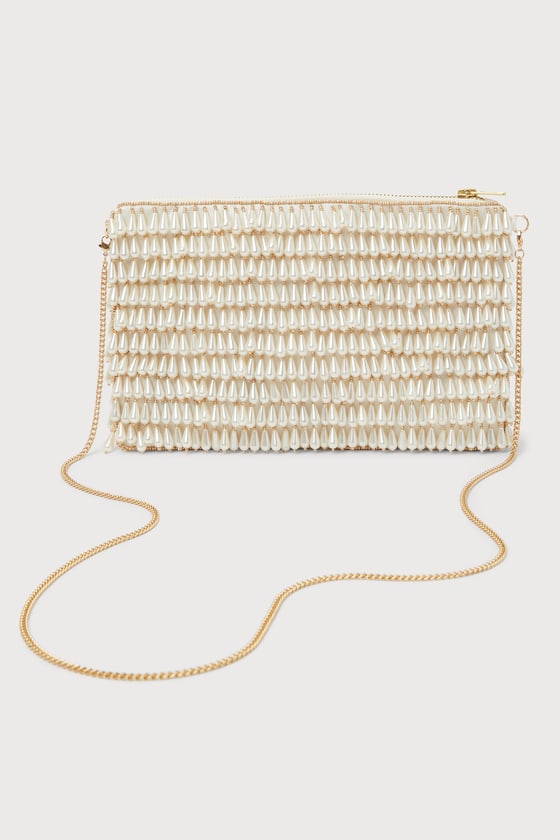 White Faux Pearl Bag Pearl Crossbody Bag Pearl Fringe Bag Lulus