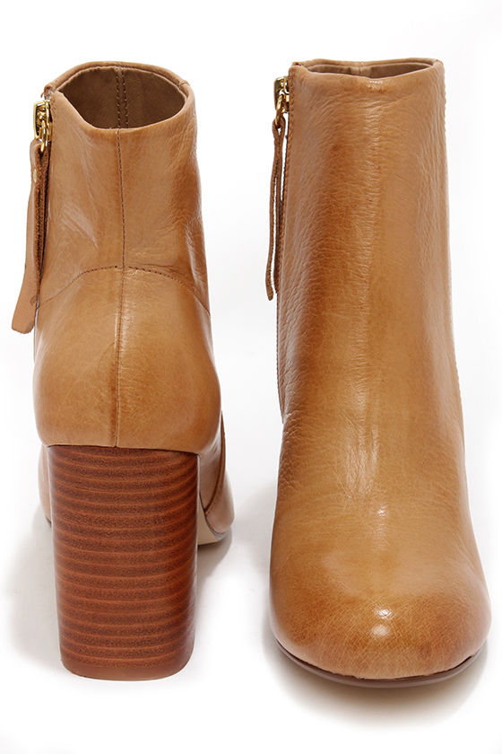cognac leather bootie