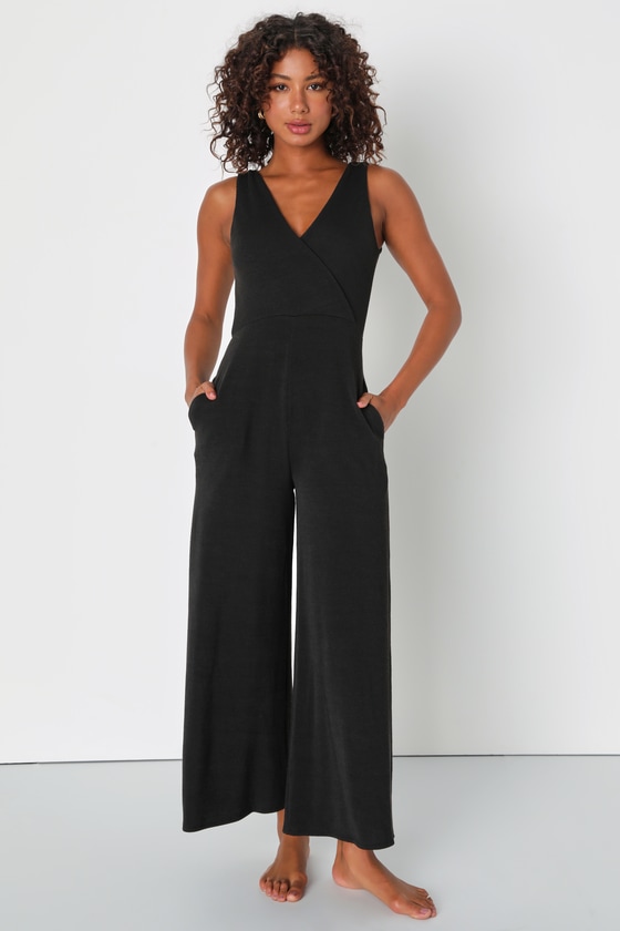 Seamless Ribbed Jumpsuit | BLACK main image 1