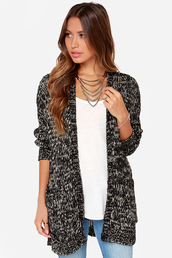 black and cream cardigan