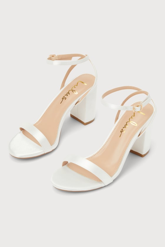 Scarletta Ivory Satin Ankle Strap High Heels 2