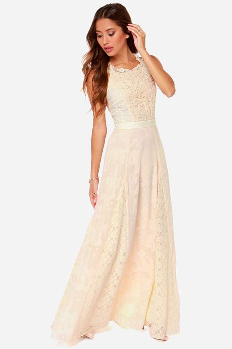 princess polly baby blue dress Backless Dress - Crochet Dress - Lace Dress - Cream Maxi Dress - $149.00