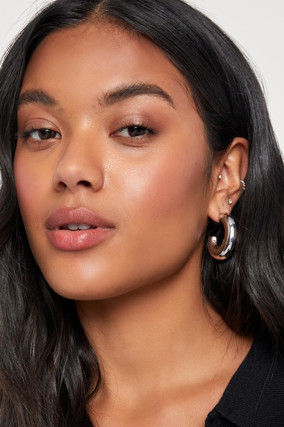 Lulus Icon Aura Silver Chunky Hoop Earrings