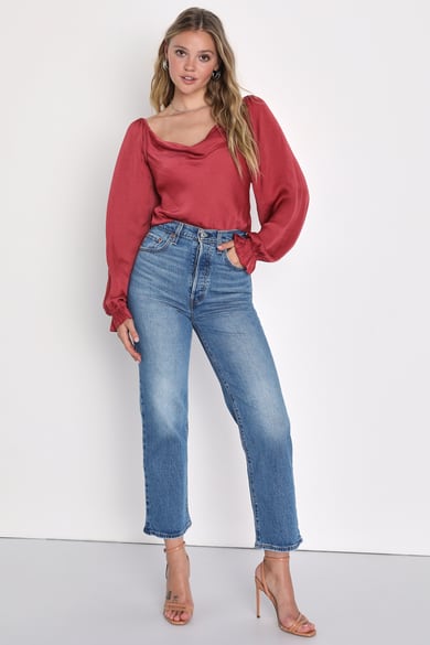 Dittos Dawn Red Jeans - Skinny Jeans - Mid Rise Jeans - $62.00 - Lulus