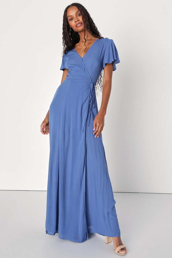 Heart of Marigold Denim Blue Wrap Maxi Dress 5