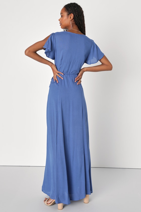 Heart of Marigold Denim Blue Wrap Maxi Dress 6