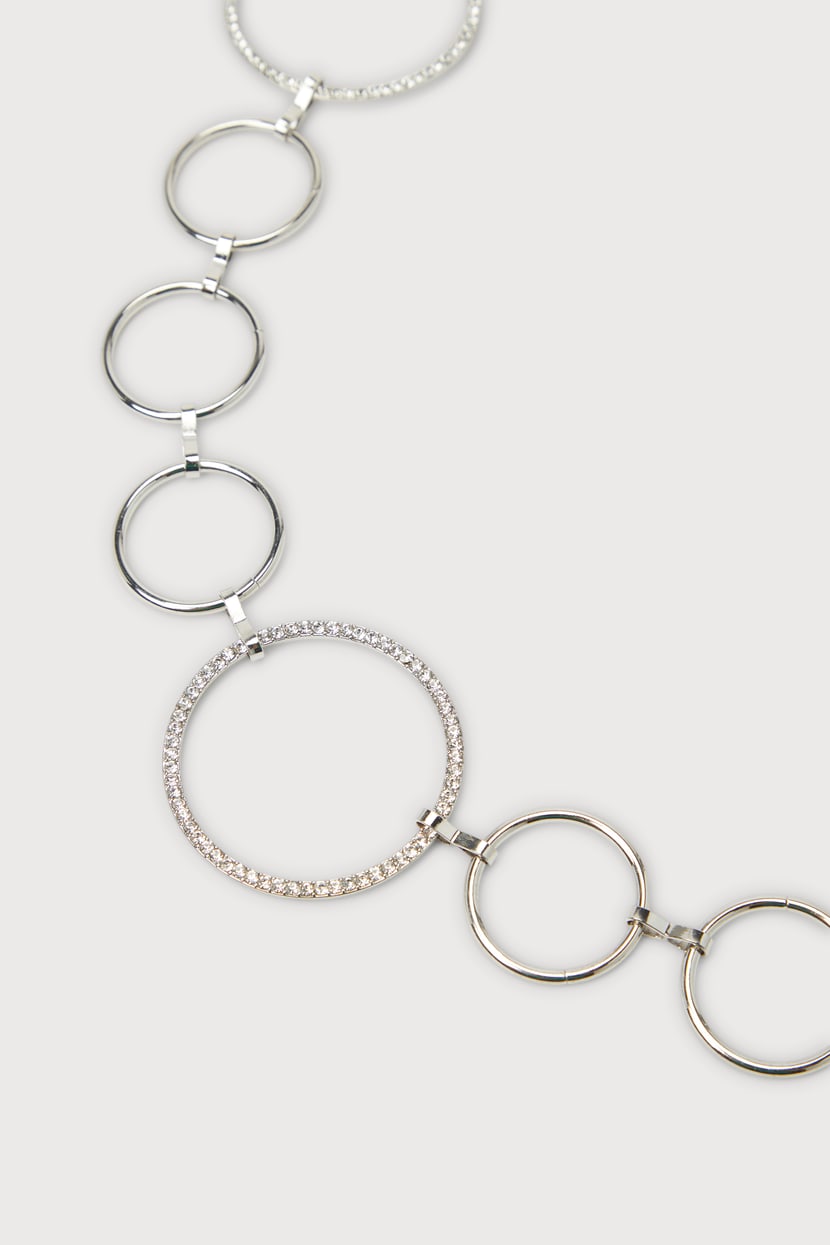 Silver Circular Link Belt - Silver Rhinestone Belt - Metal  display picture 1