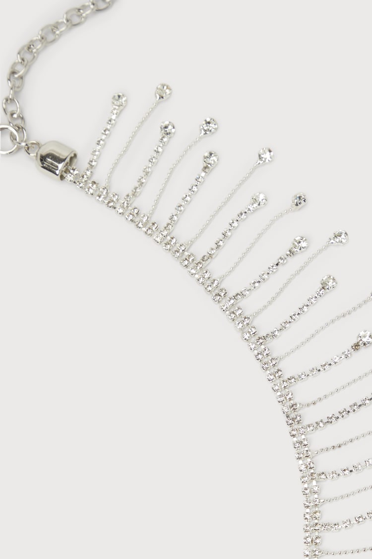 Metallic silver Festival Ready Rhinestone Fringe  Belt Rhinestone Chain Fringe Belt – Van De Vort main image 4