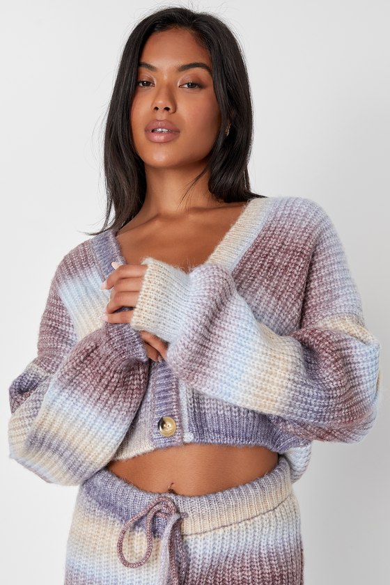 Sincerely Snuggly Purple Multi Striped Knit Wool Sweater 6