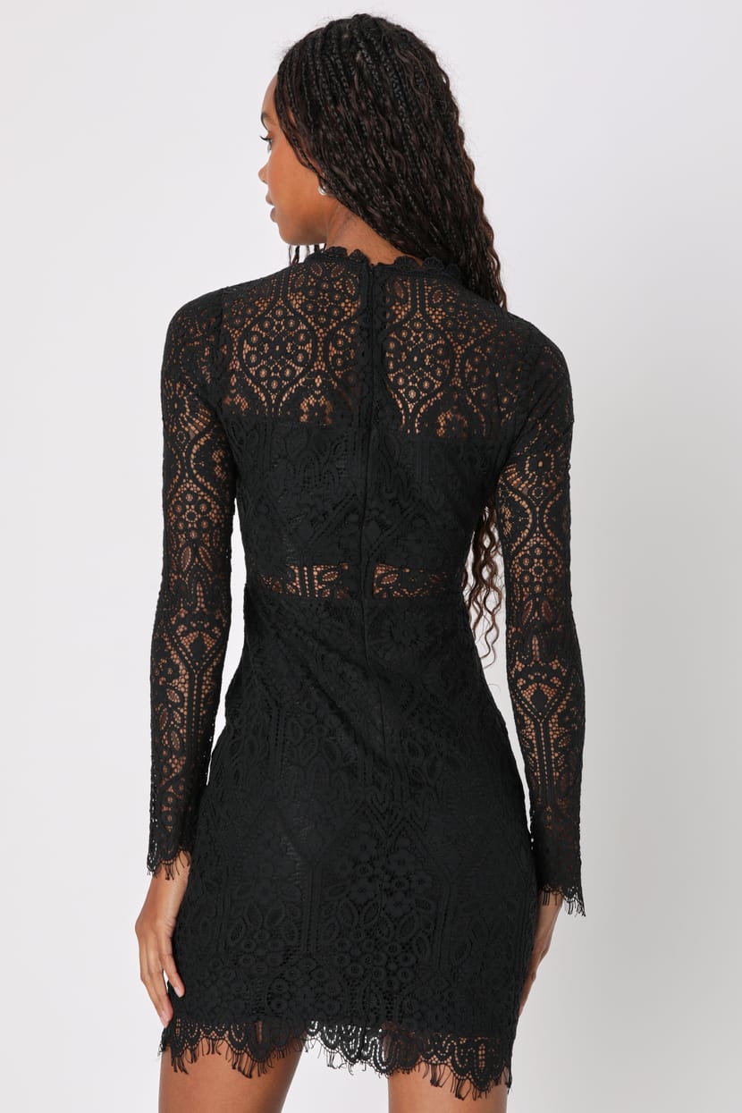Black Lace Long Sleeve Dress | Womens | XX-Small (Available in XS, S, L, XL) | 100% Polyester | Lulus Black Lace Long Sleeve Dress | Womens | XX-Small (Available in XS, S, L, XL) | 100% Polyester | Lulus