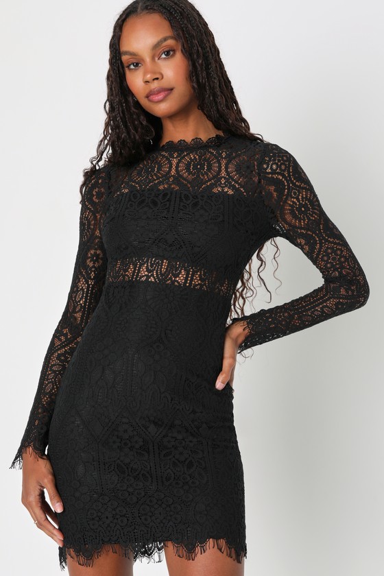 Appetite for Seduction Black Lace Long Sleeve Dress 7