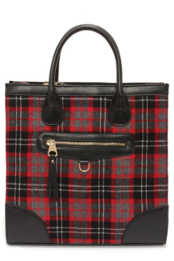 Coach Red/Gray/Black Plaid Handbag H2J-6751 | JC Jewelry & Loan