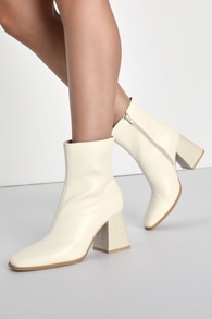 Charleigh Bone Square Toe Mid-Calf Boots