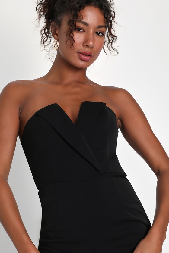 Black Strapless Jumpsuit - Straight Leg Jumpsuit - Chic Jumpsuit - Lulus