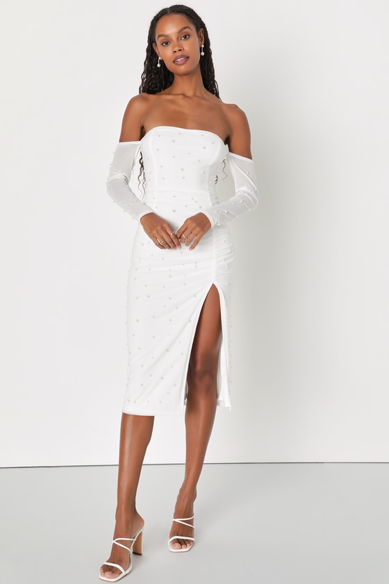 Pearl mesh dress sale