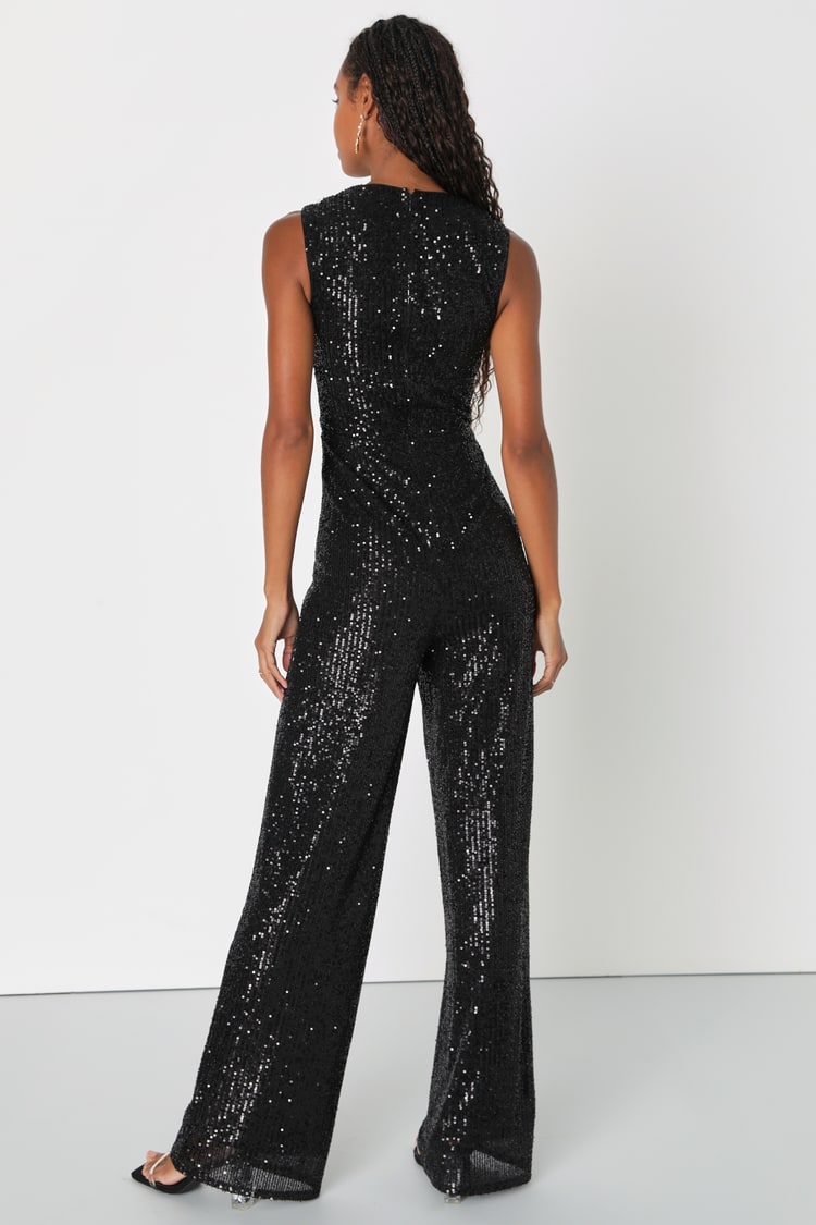 Enticing Endeavors Black Sequin Sleeveless Jumpsuit