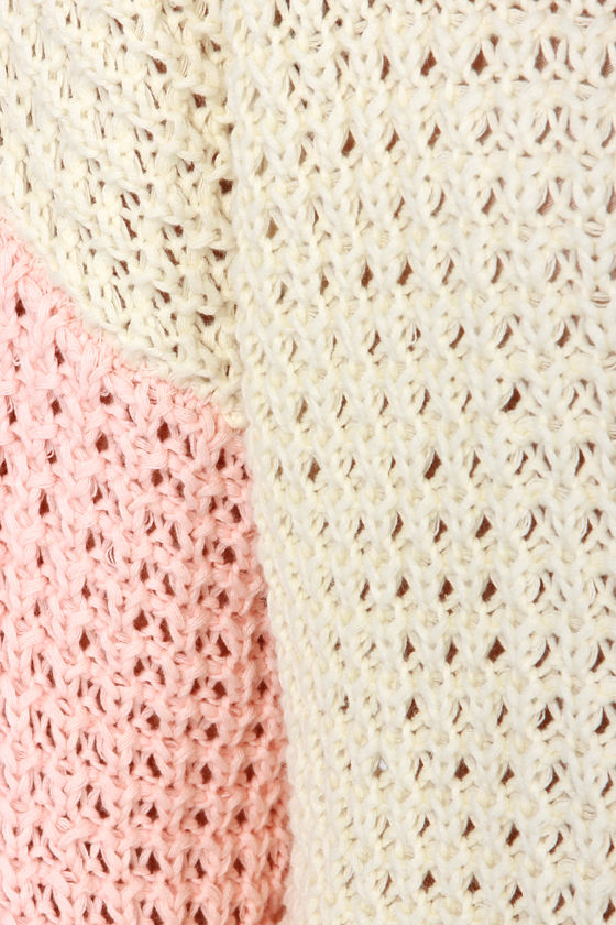 Cute Pastel Sweater Color Block Sweater Cream Sweater Knit