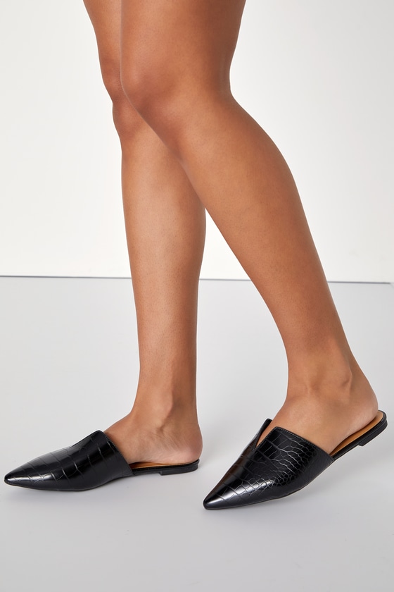 Chic Black Shoes - Slides - Pointed-Toe Slides - Flats - Mules - Lulus