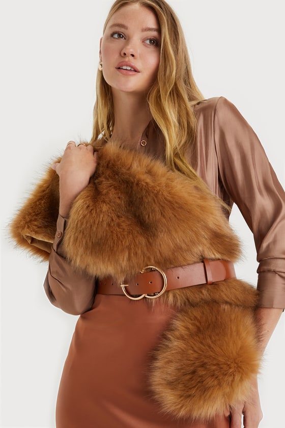 Brown Faux Fur Stole Brown Stole Faux Fur Wrap Lulus