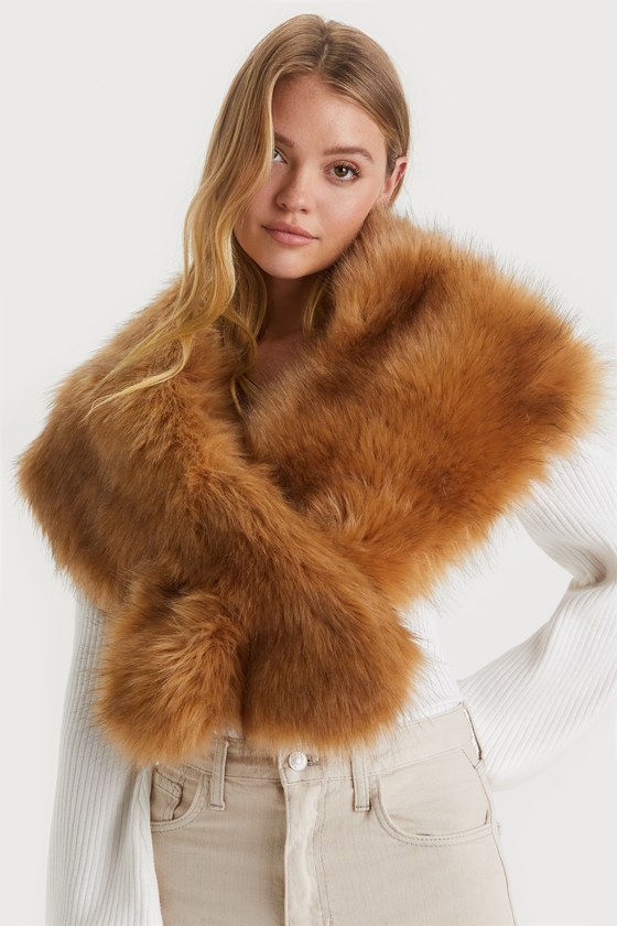 Brown Faux Fur Stole Brown Stole Faux Fur Wrap Lulus